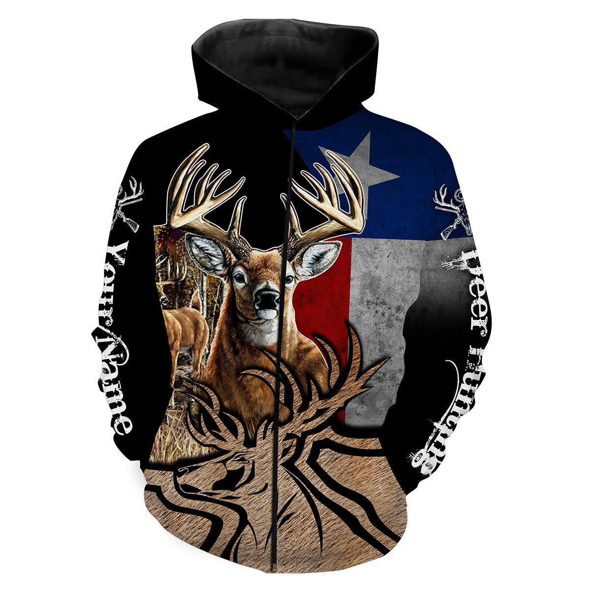 Best Deer Hunting Texas Flag Custom Name All over print shirts - personalized hunting gift FSD36