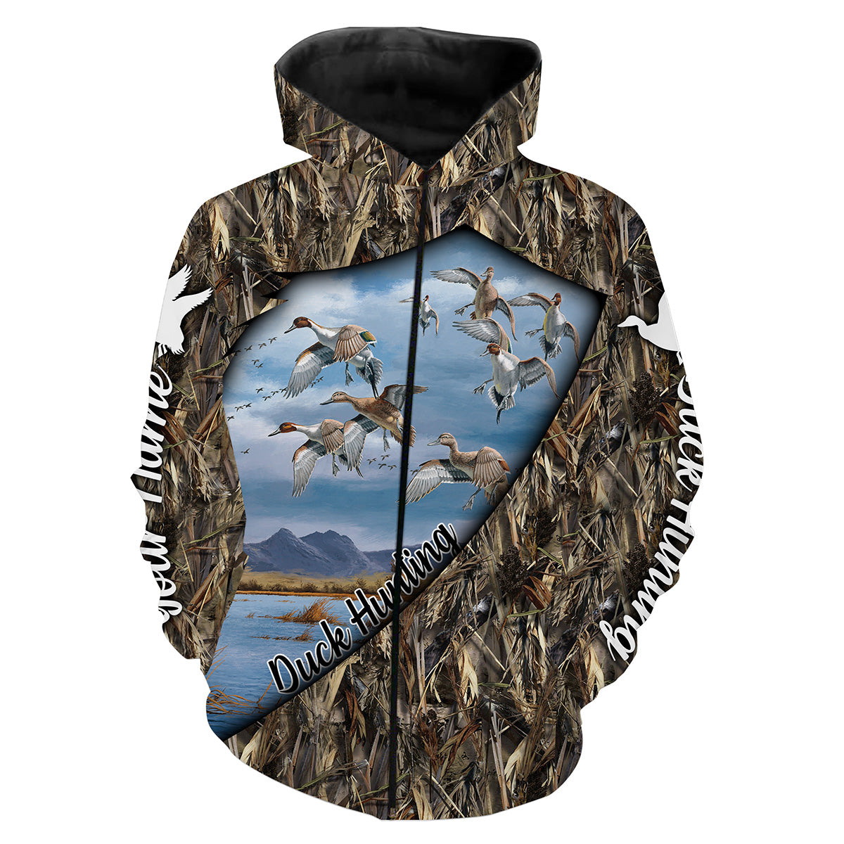 Duck Hunting Custom Name 3D All Over Print Shirt Personalized Gift For Duck Hunter Fsd704 Zip Up Hoodie Zip Up Hoodie