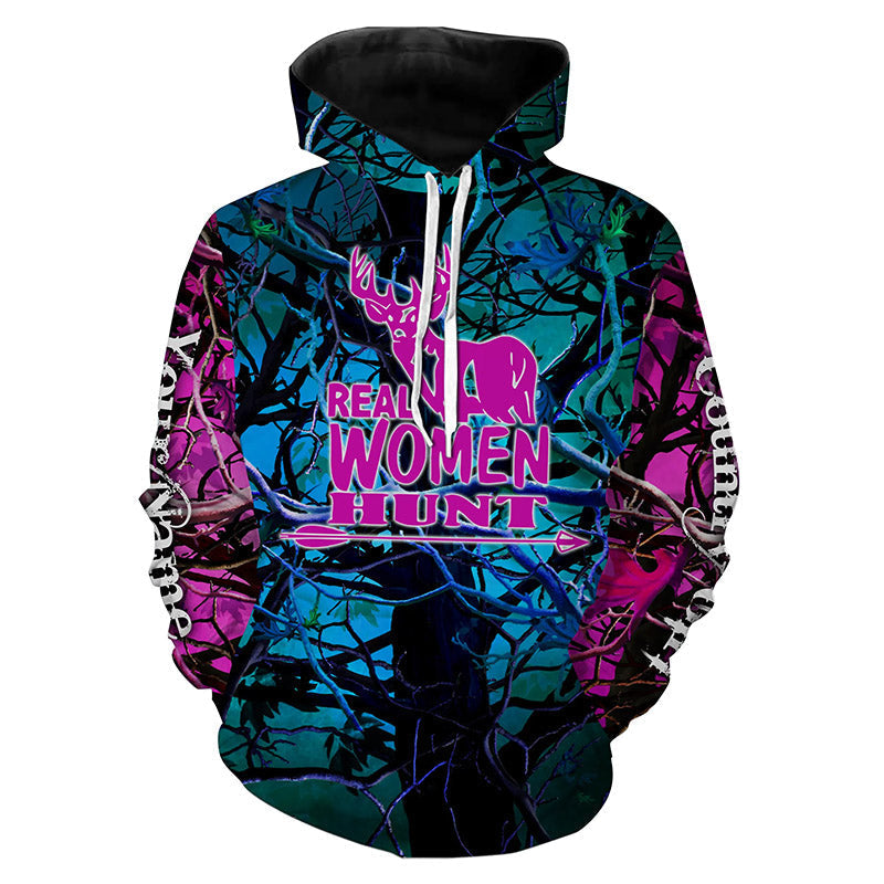 "Real Women Hunt" Custom Name 3D All over print Shirts Hoodie