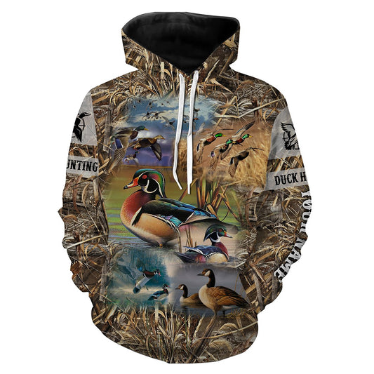 Duck Hunting Waterfowl Camo Custom Name 3D Full Printing Shirts Hoodie Hoodie