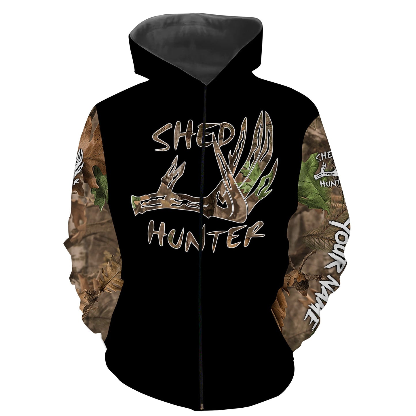 Shed hunting Deer antlers camo Customize name 3D All over printed Shirts - Personalized Men Women shed hunter shirt -  FSD1544 Zip up hoodie