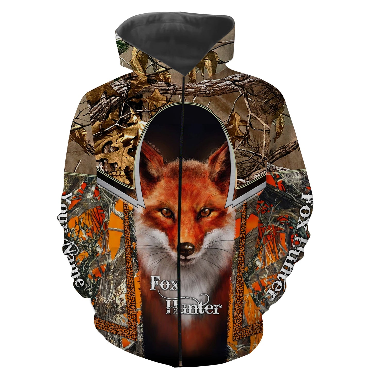 Fox Hunting Red Fox 3D Custom Name Full Printing Shirts Zip Up Hoodie Zip Up Hoodie