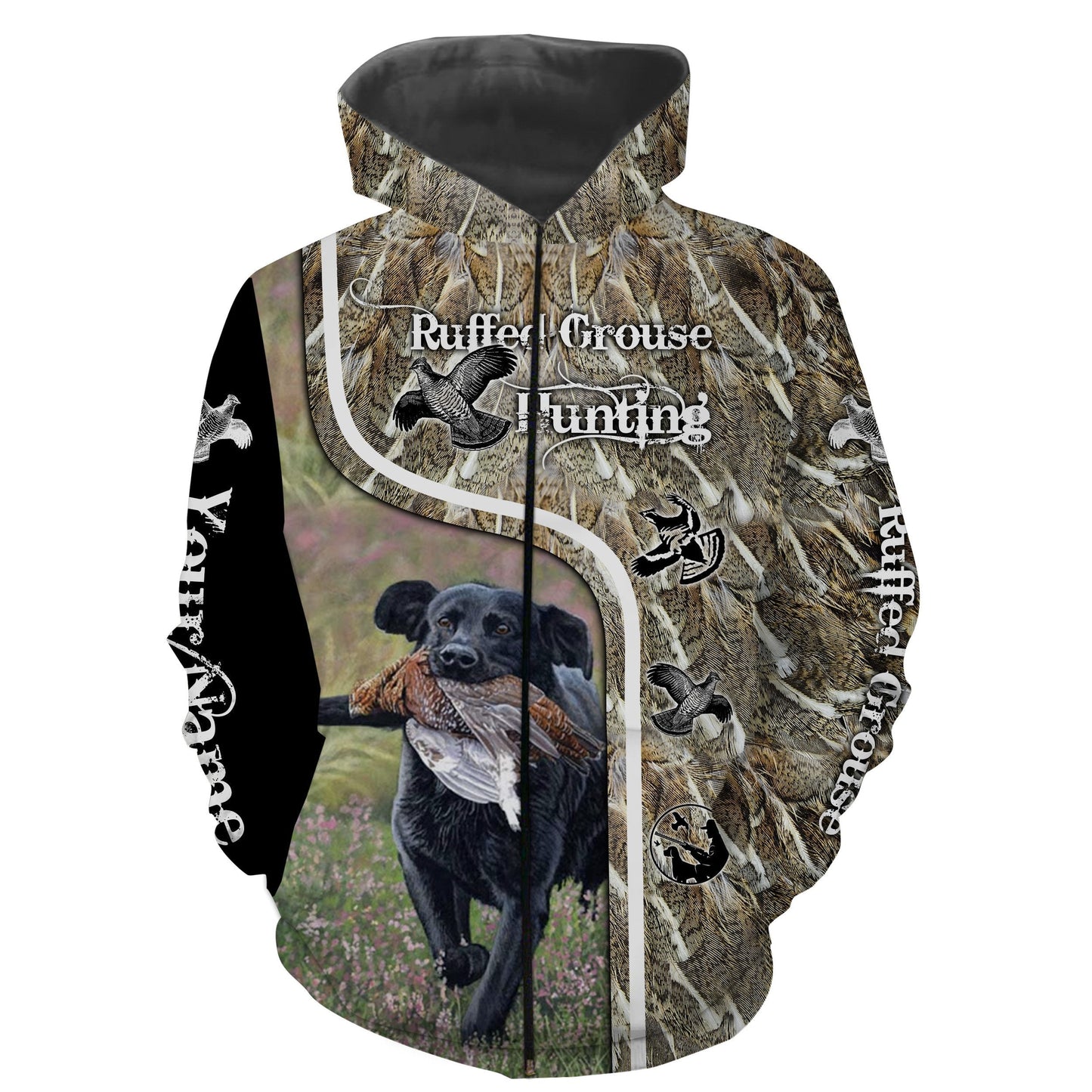 Ruffed Grouse Hunting Bird Hunters Custom Name 3D All Over Print Sweatshirt Zip Up Hoodie Zip Up Hoodie