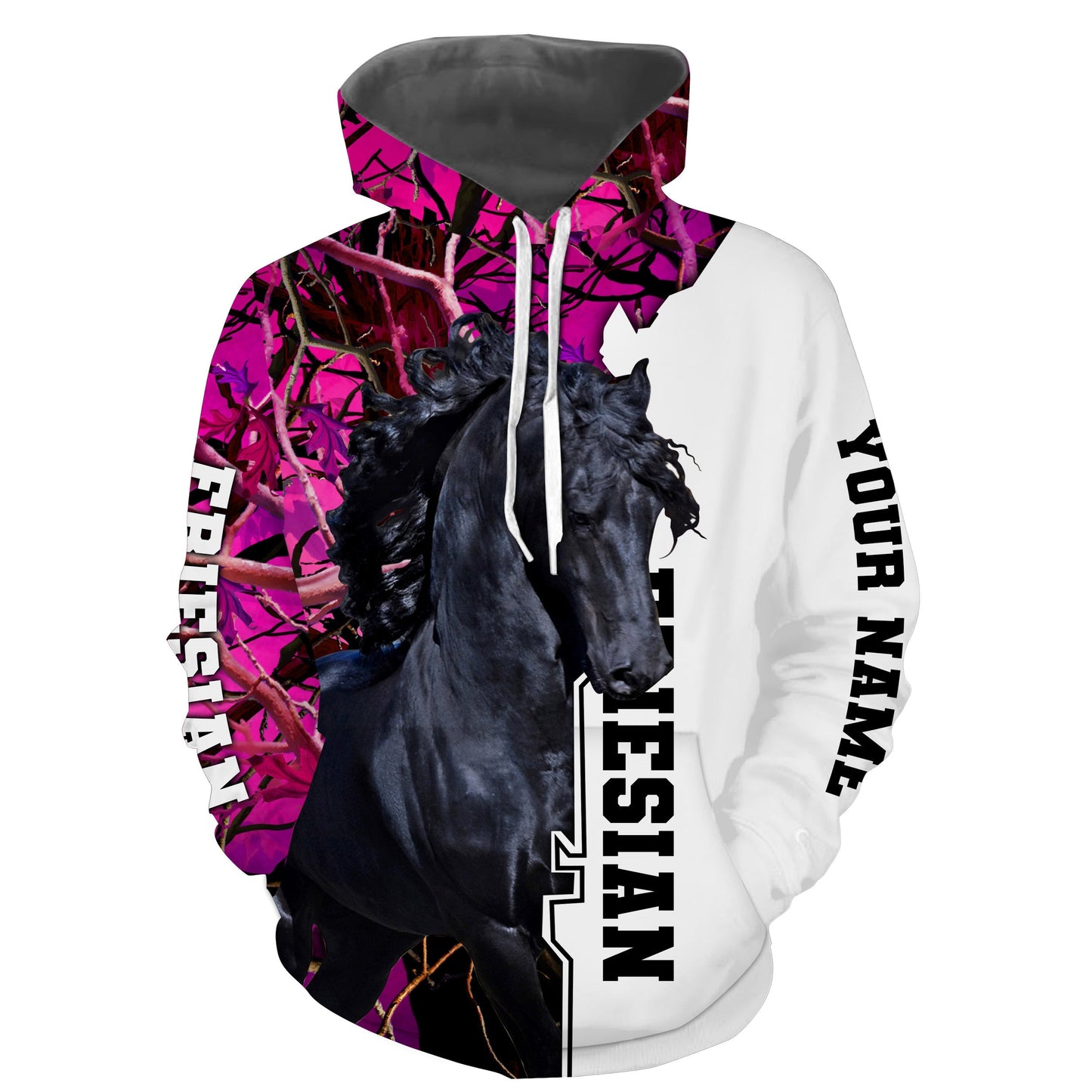 Friesian Horse Pink Camo Horse Girl 3D All Over Print Shirts  Hoodie Hoodie