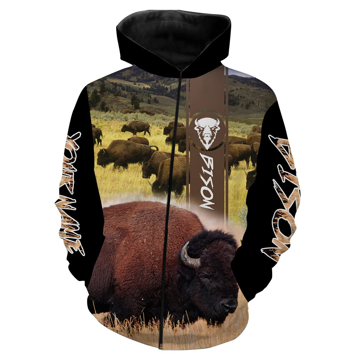 Bison Camo Full 3D Printing Customize Name Shirts  Zip Up Hoodie Zip Up Hoodie