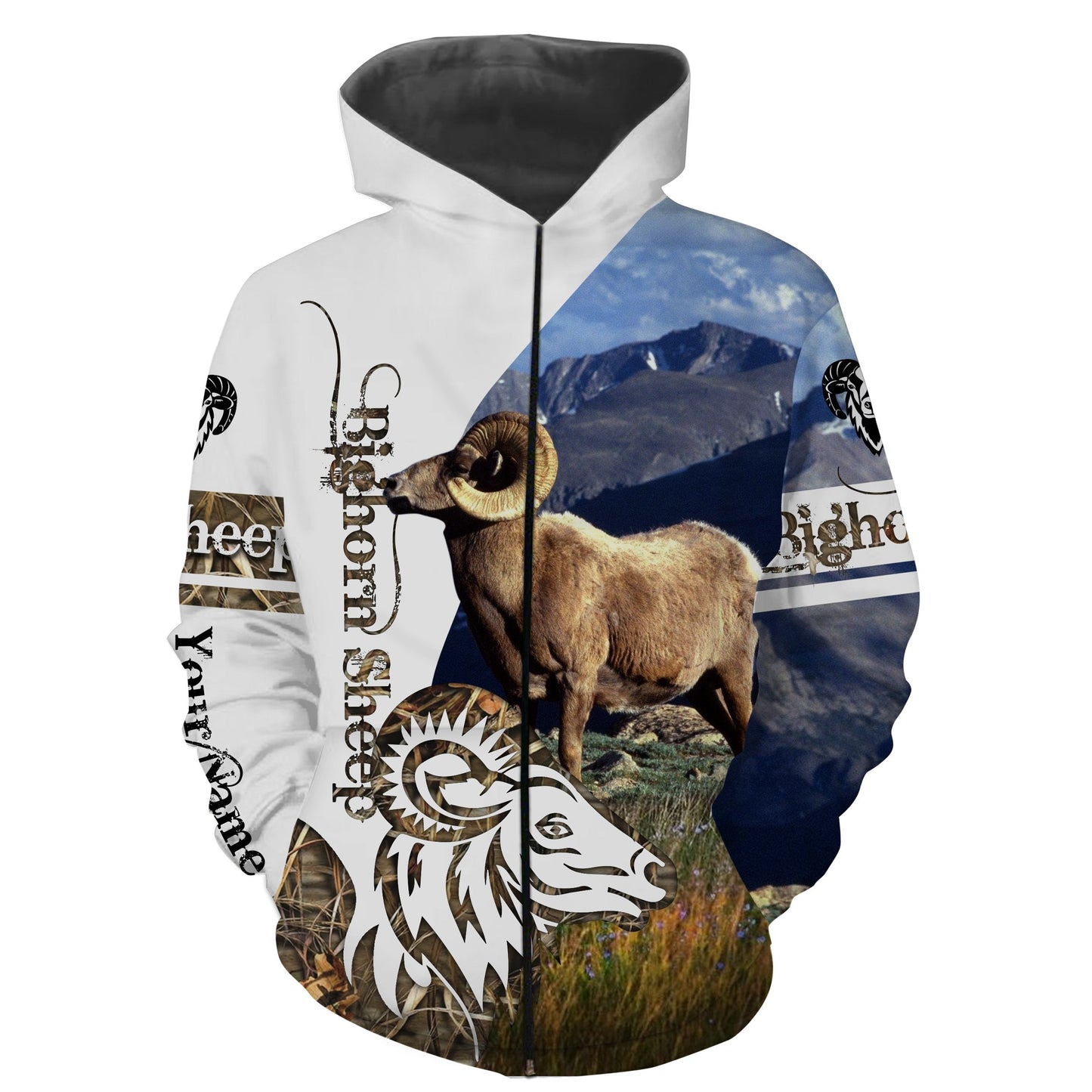 Bighorn Sheep Hunting Custom Name 3D All Over Print Shirts  Zip Up Hoodie Zip Up Hoodie