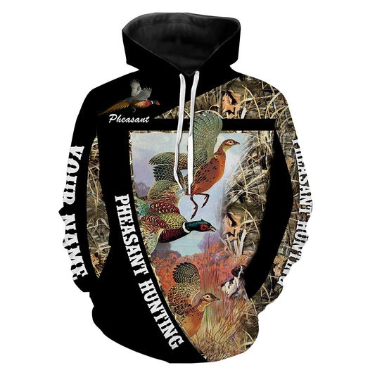 Pheasant hunting Custom Name 3D All over print Shirts - Personalized hunting gift - FSD208 Hoodie