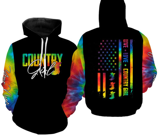 Beautiful Country girl 3D Full printing Shirts - Personalized country girl outfits - FSD988 Hoodie