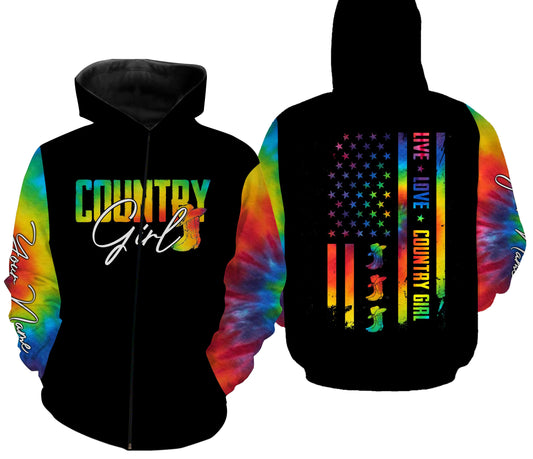 Beautiful Country girl 3D Full printing Shirts - Personalized country girl outfits - FSD988 Zip up hoodie