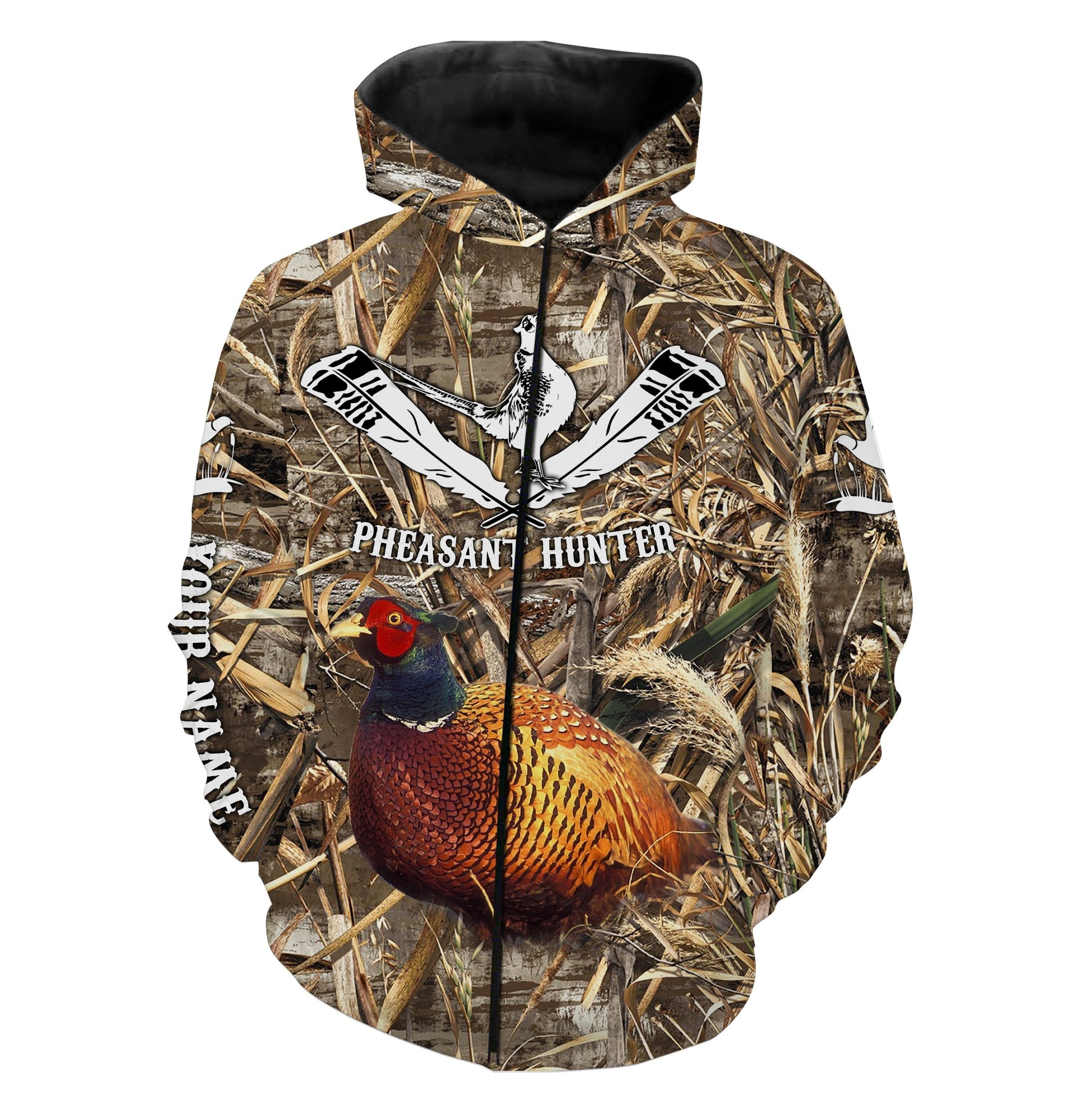 Pheasant Hunting Custom Name 3D All Over Print Shirt Hunting Gift For Pheasant Hunter Fsd537 Zip Up Hoodie Zip Up Hoodie