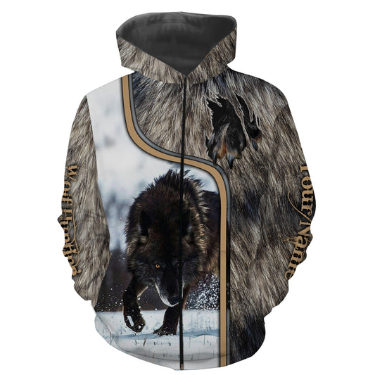 Wolf hunting Custom Name 3D All Over Print Shirts, Hoodie, Zip up Hoodie, Long Sleeve - FSD1040 Zip up hoodie