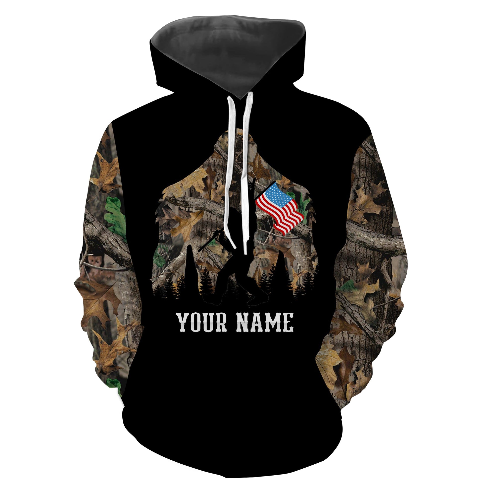 Bigfoot Hunting American Flag Custom Name 3D Full Printing Shirts, Hoodie, Sweatshirt - Personalized Hunting Gifts FSD1793