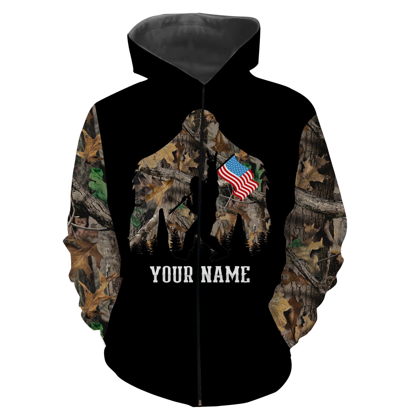 Bigfoot Hunting American Flag Custom Name 3D Full Printing Shirts, Hoodie, Sweatshirt - Personalized Hunting Gifts FSD1793