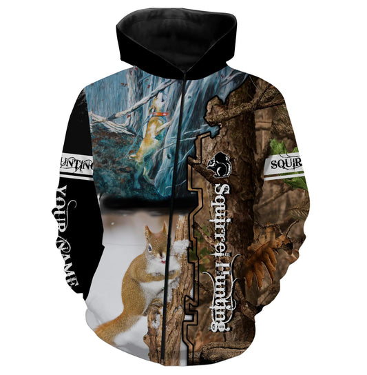 Squirrel Hunting With Dog Custom Name Shirts Personalized Hunting Shirt For Squirrel Hunter Fsd812 Zip Up Hoodie Zip Up Hoodie