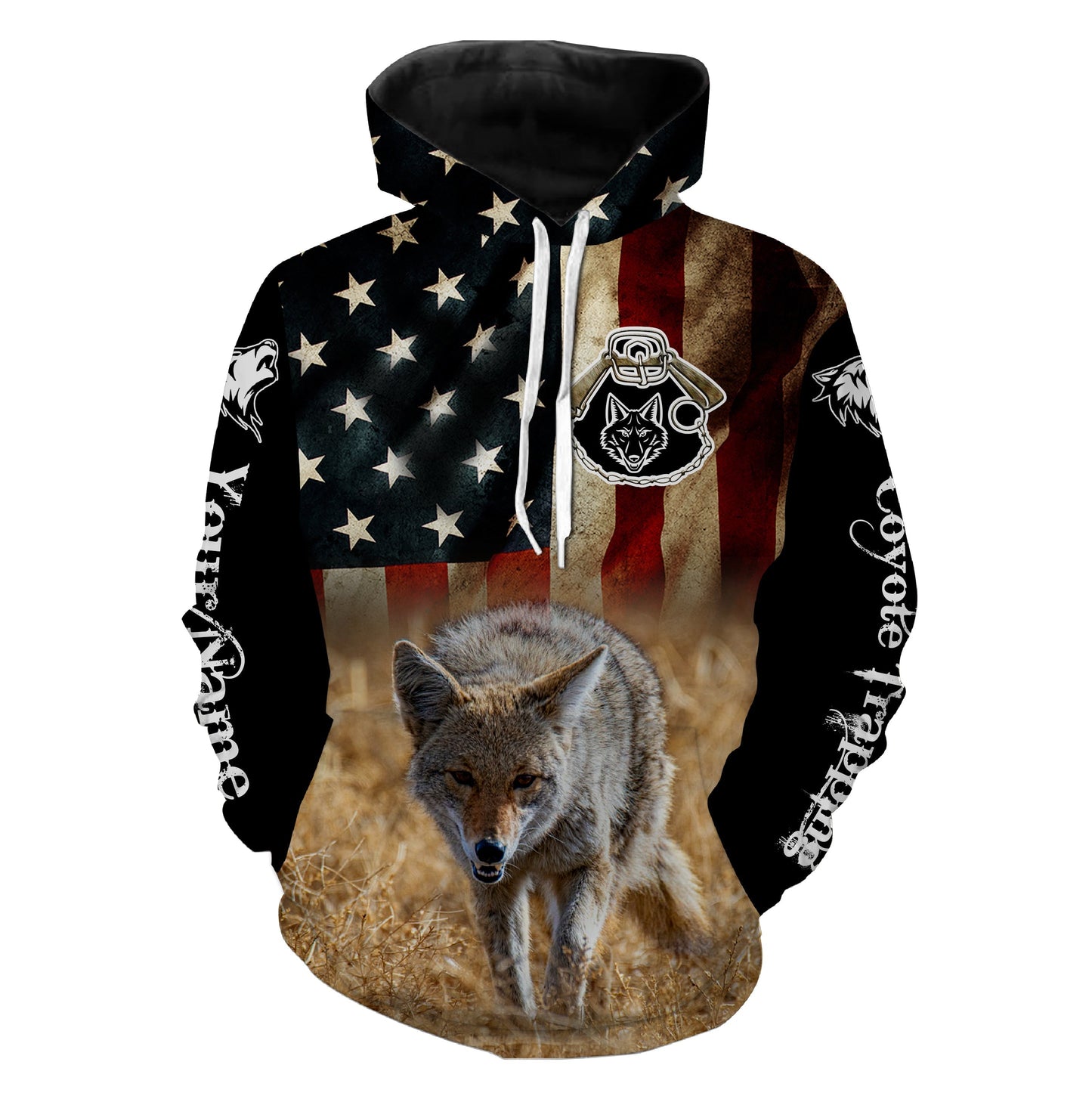 Coyote Trapping American Flag Custom Name 3D All over print shirts, Personalized trapping shirt gift FSD3060