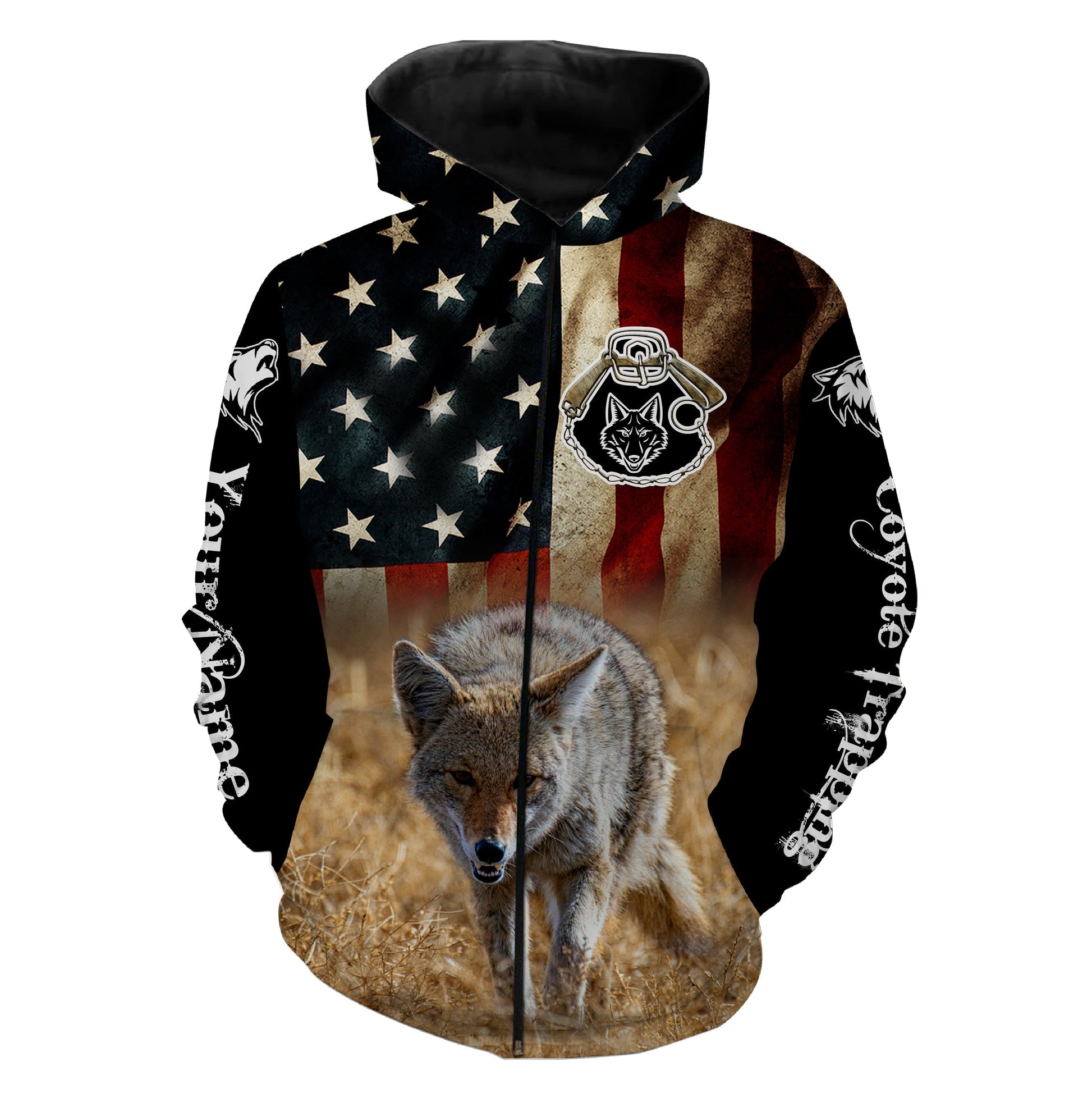 Coyote Trapping American Flag Custom Name 3D All over print shirts, Personalized trapping shirt gift FSD3060