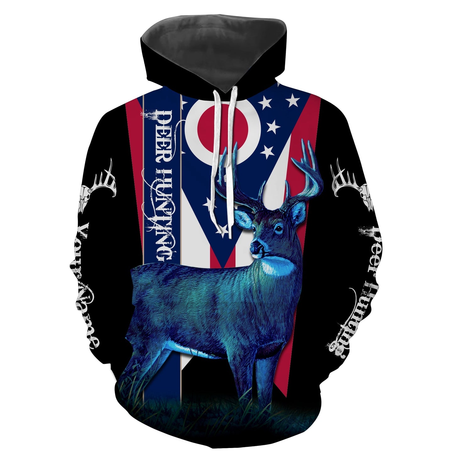 Ohio Deer hunting Ohio flag whitetail Deer in blue Full printing Shirts, Hoodie Men Women FSD3062