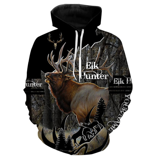 Elk hunting Custom Name 3D All over print shirts - personalized hunting gifts - FSD239 Hoodie