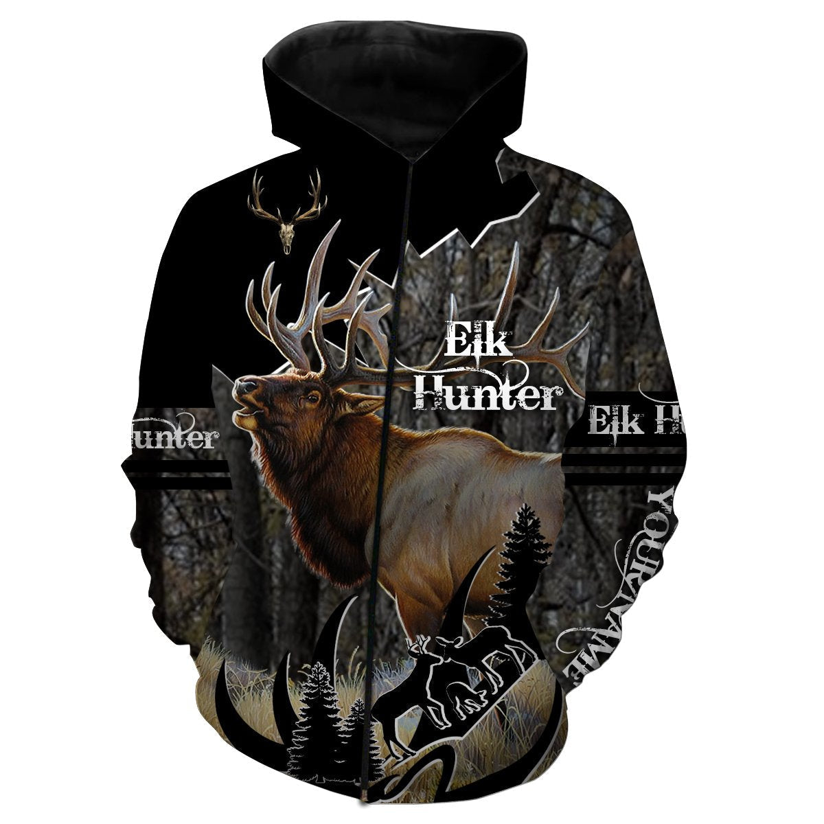 Elk hunting Custom Name 3D All over print shirts - personalized hunting gifts - FSD239 Zip up hoodie