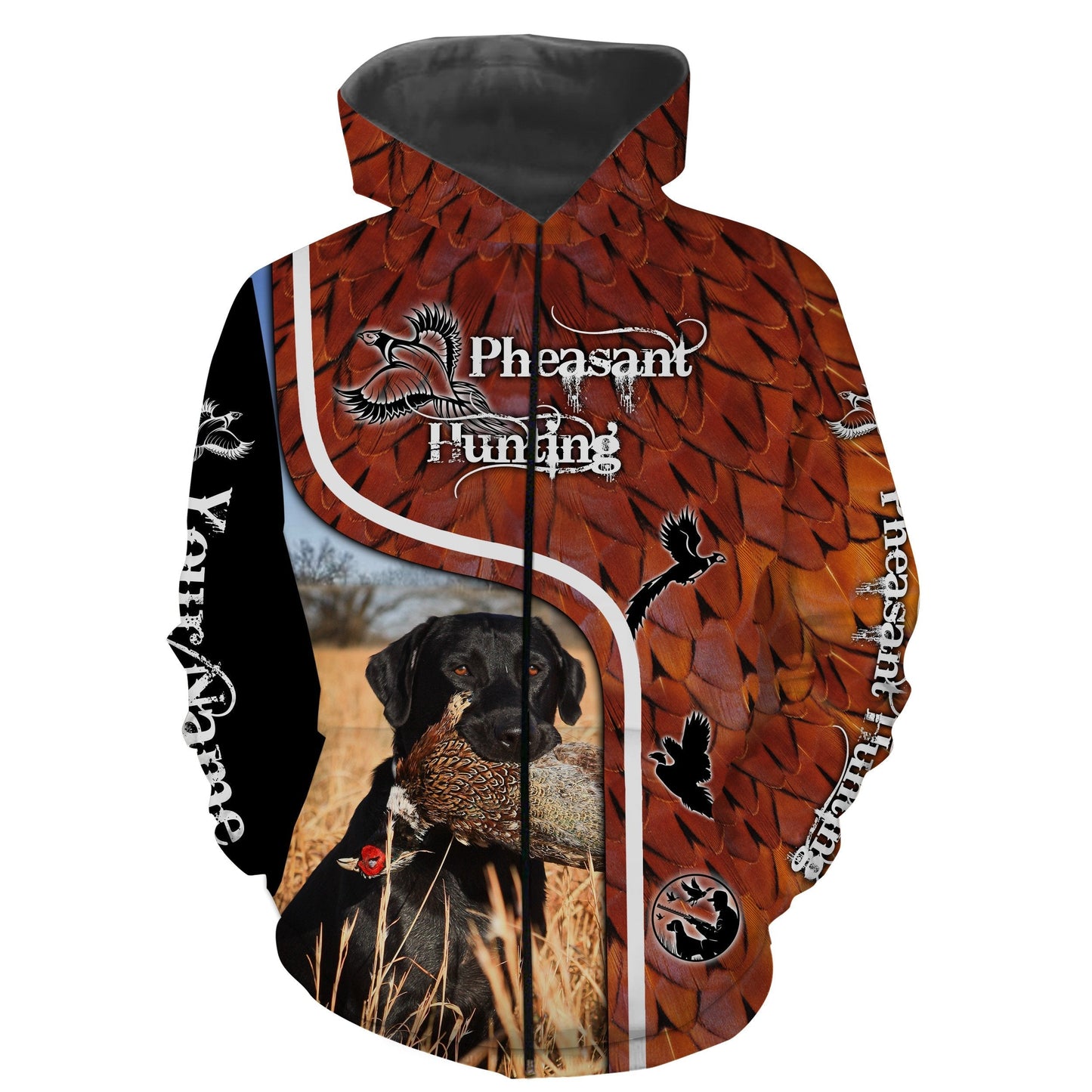 Pheasant hunting with dog BLACK LABRADOR Custom Name 3D All over print Shirts - FSD390