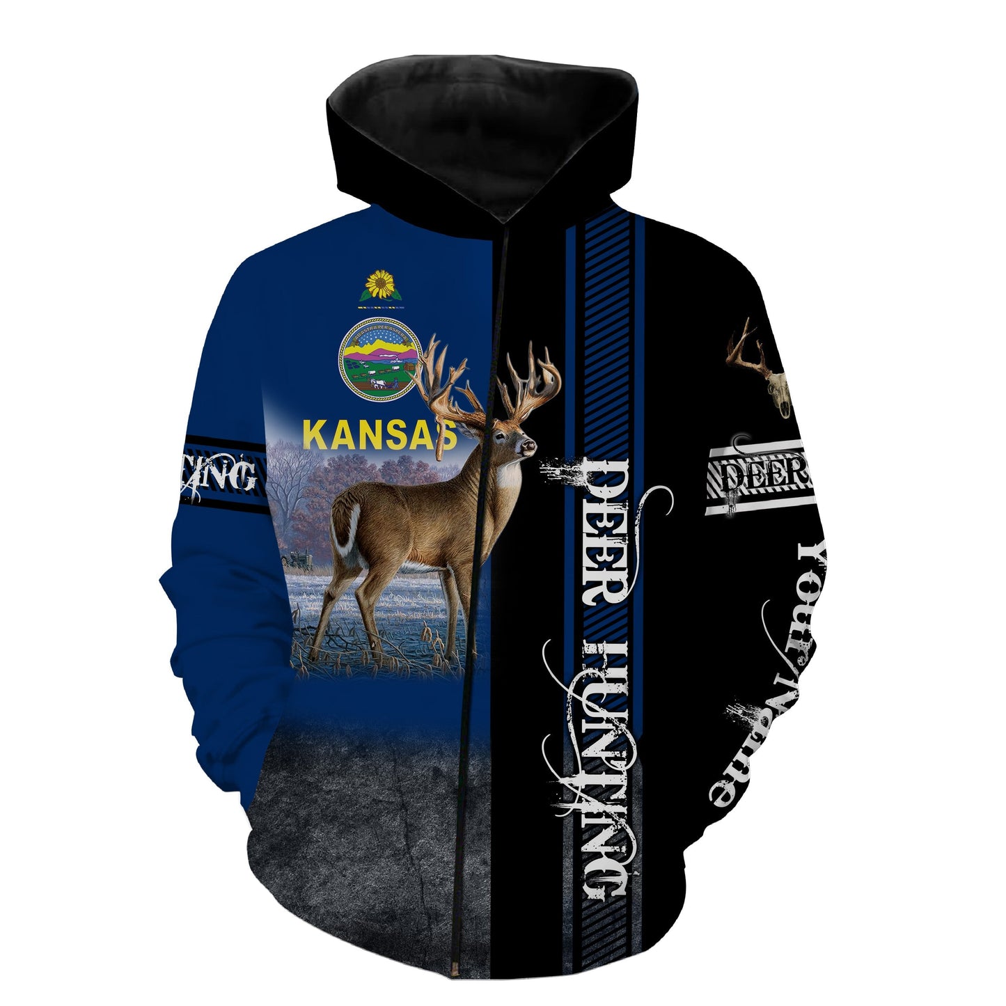 Kansas Deer Hunting Customize Name 3D All Over Printed Shirts, Personalized Hunting Gifts FSD3425