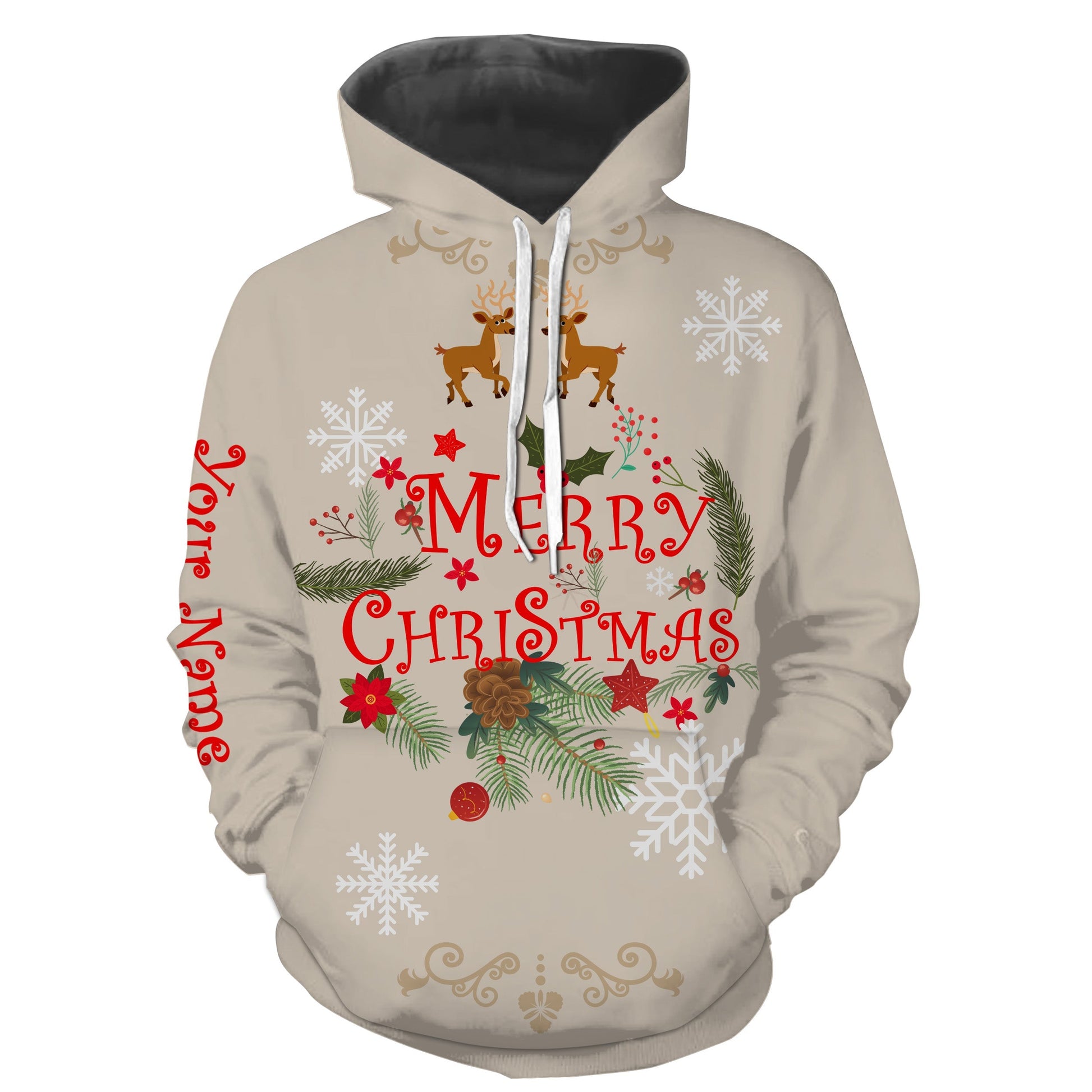 Merry Christmas Custom Name 3D All Over Print Sweatshirt Hoodie Hoodie