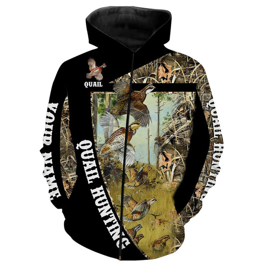 Quail hunting Custom Name 3D All over print Shirts Zip up hoodie