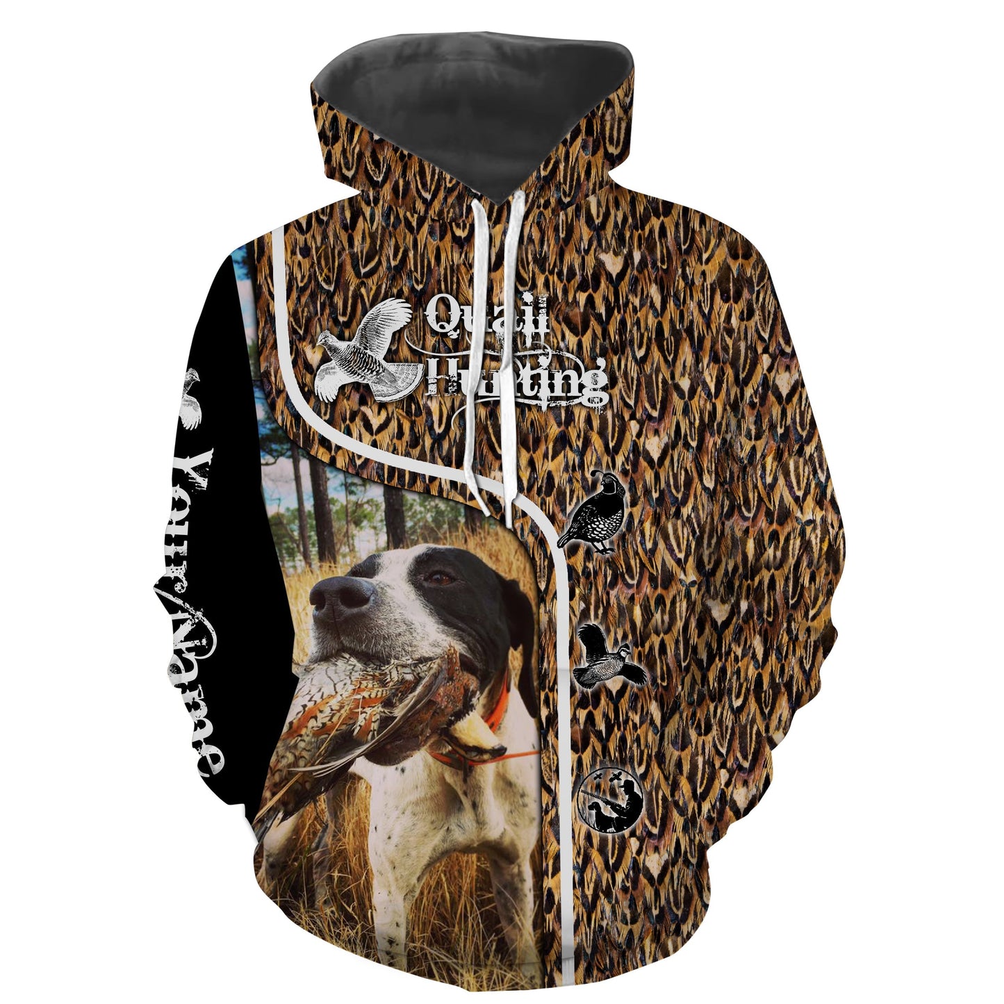 Quail Hunting with Dog Custom Name 3D All over printed Shirts - Personalized hunting gift for Bird hunters FSD2108