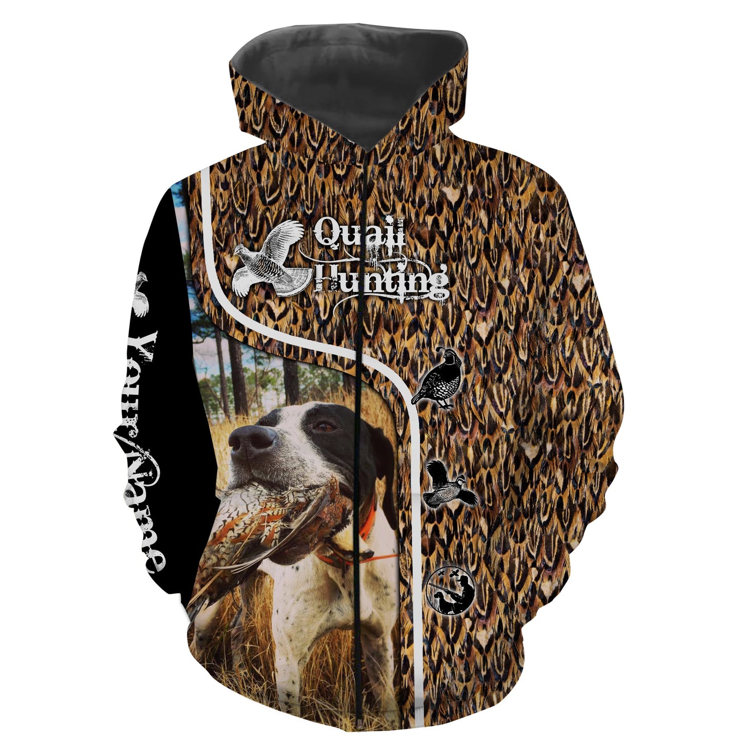 Quail Hunting with Dog Custom Name 3D All over printed Shirts - Personalized hunting gift for Bird hunters FSD2108