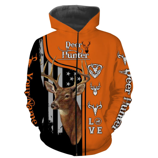 Beautiful Hunting Shirt For Deer Hunters Custom Name 3D All Over Print Shirts Fsd427 Zip Up Hoodie Zip Up Hoodie