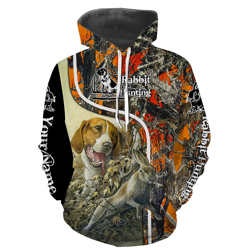 Rabbit Hunting With Beagle Hunting Dog Orange Camo Custom Name All Over Print Shirts Fsd3766 Hoodie Hoodie