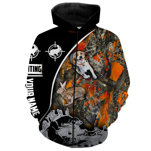 Rabbit Hunting with Beagles Orange camo Rabbit hunting Dog All over printed Shirts Personalized Gifts for Rabbit Hunters FSD1985