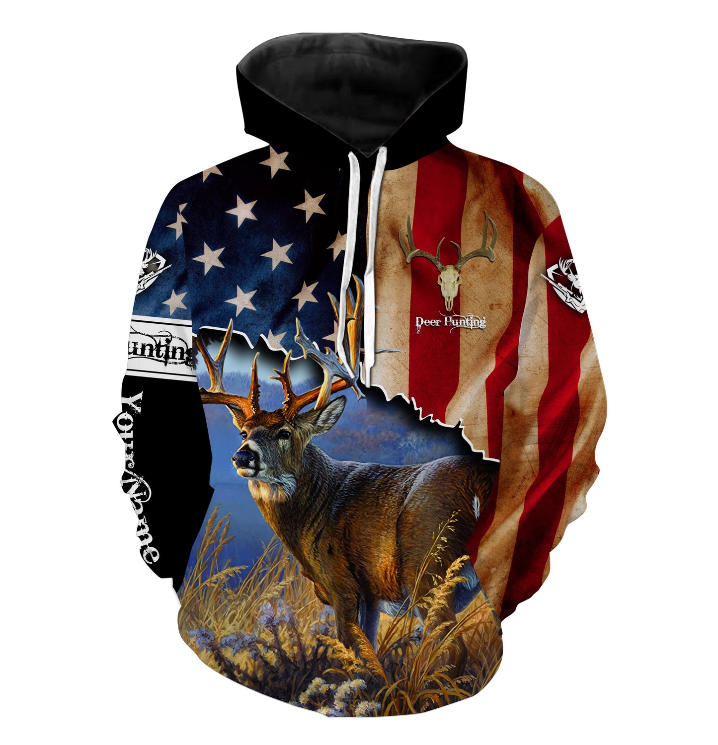 Deer Hunting Us Flag Patriotic 4Th Of July Customized Name All Over Printed Shirts Personalized Gifts For Deer Hunters Fsd1986 Hoodie Hoodie