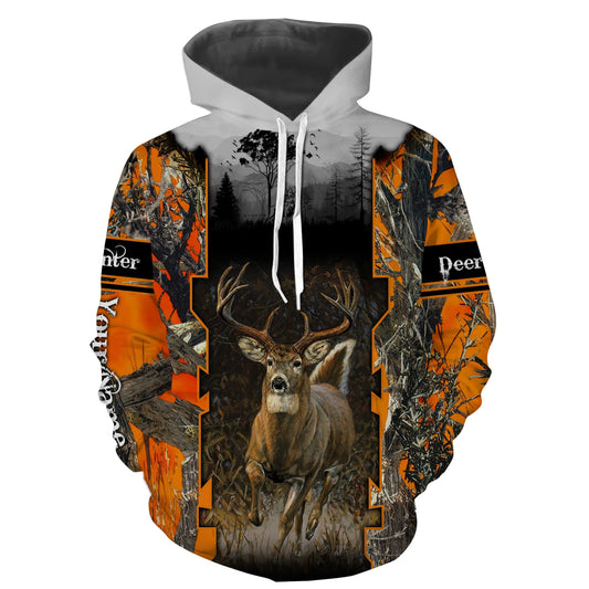 Whitetail Deer hunting orange camo custom Name 3D shirt Personalized gift for hunter FSD1132