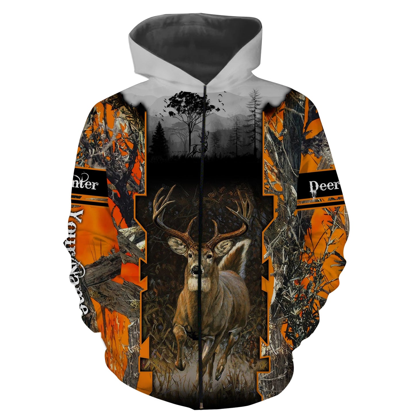 Whitetail Deer hunting orange camo custom Name 3D shirt Personalized gift for hunter FSD1132