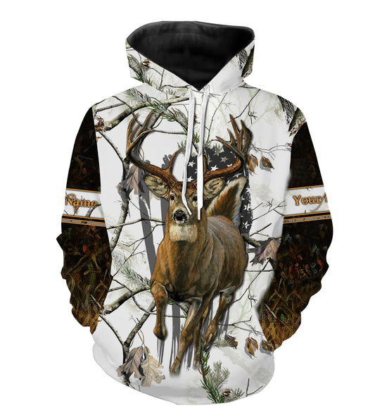 Deer Buck American Flag Custom Name 3D All over printed Shirts, Deer Hunting Shirt, Personalized Hunting Gifts - FSD2987