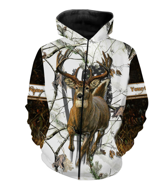 Deer Buck American Flag Custom Name 3D All over printed Shirts, Deer Hunting Shirt, Personalized Hunting Gifts - FSD2987