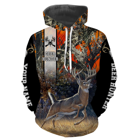 Personalized Deer hunting clothes Deer hunter orange camo custom Name 3D full printing shirt FSD455 Hoodie