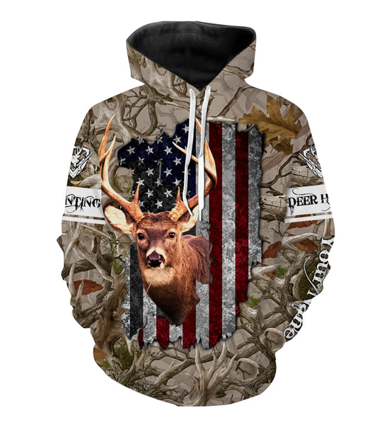 American flag Deer Hunting Shirts, Deer Buck hunting camouflage All over printed Shirts, Personalized hunting gift - FSD2788