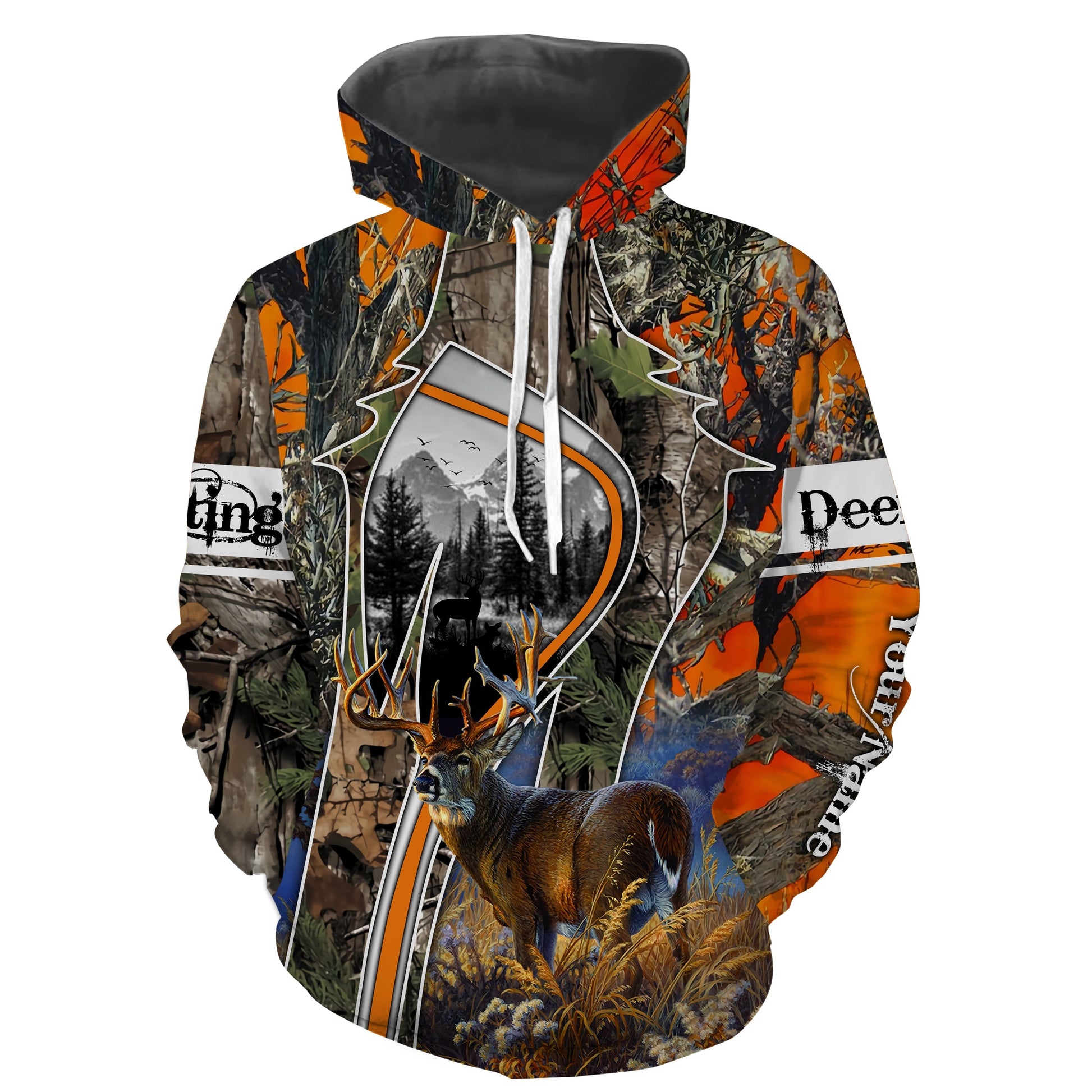 Whitetail Deer Hunting Orange Camouflage Custom Name Shirts For Hunter - Personalized Hunting Gifts for Adult and Kid FSD2280 Hoodie