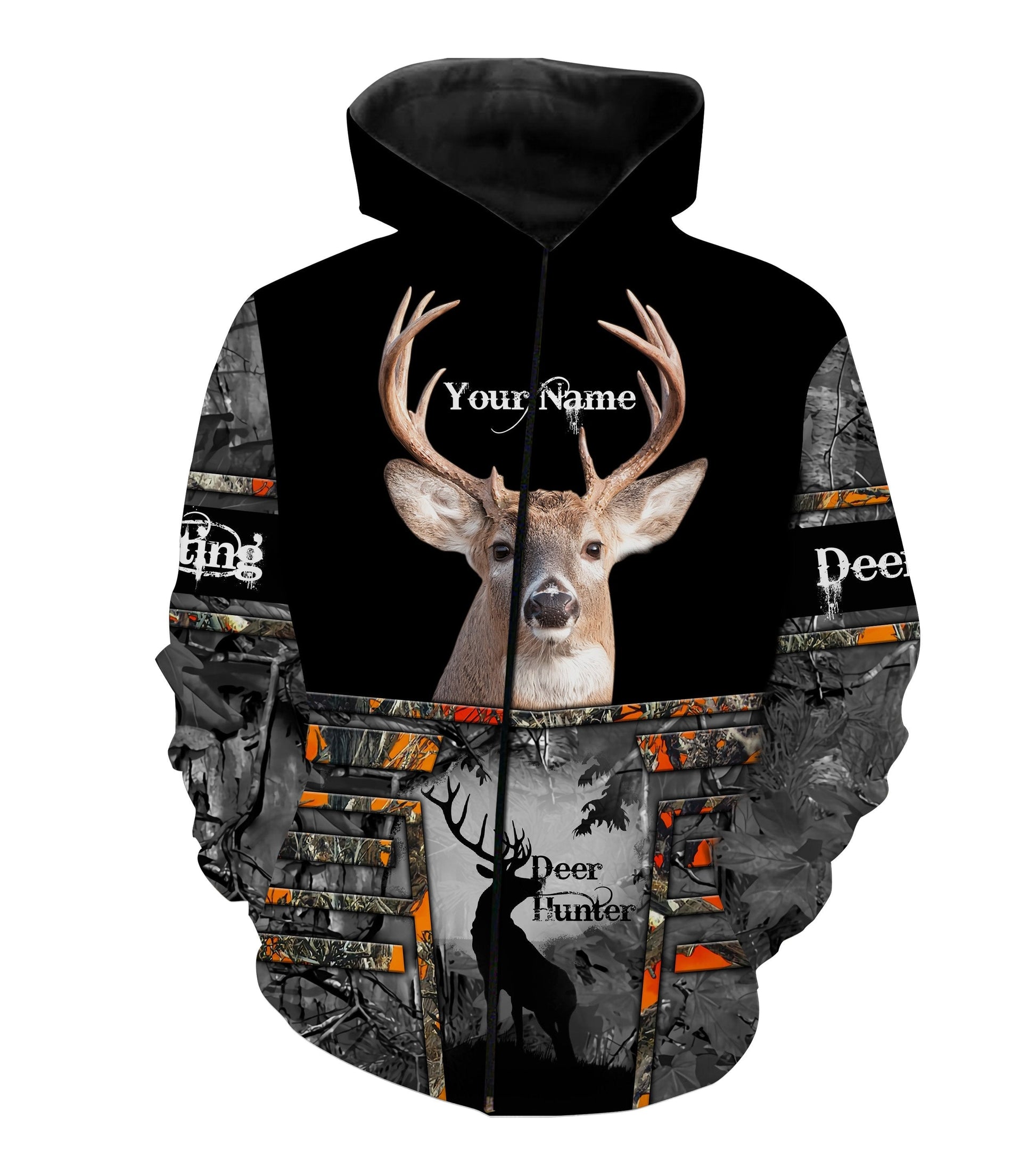 Deer Hunting Shirt Custom Name Personalized Gifts For Deer Hunter Whitetails Deer Camo Hoodie, Long Sleeve - FSD2546