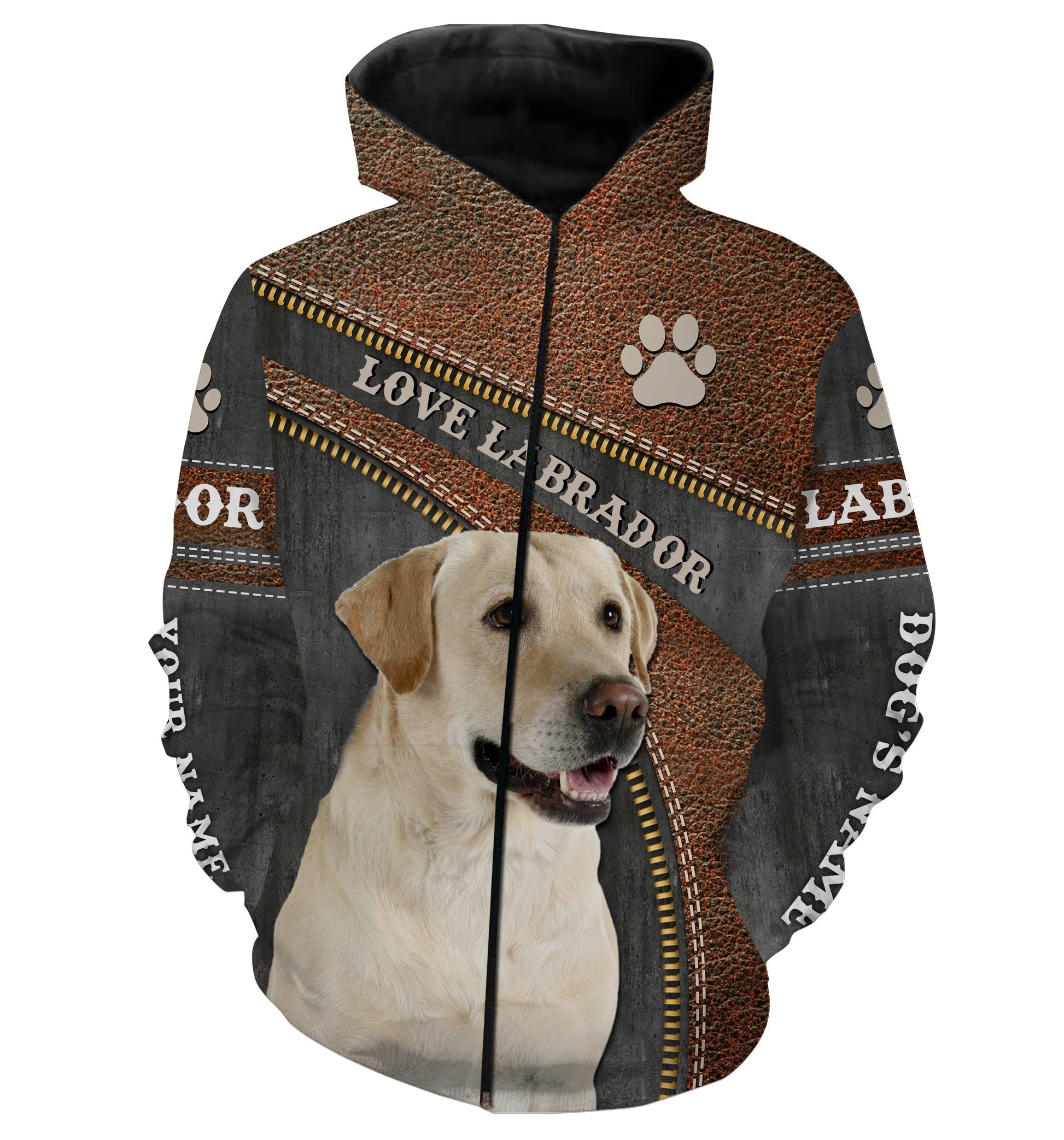 Yellow Labrador Custom Name 3D Full print Shirts, Retriever Dog Labs Lover Shirt, Personalized Gifts FSD3116 Zip up hoodie