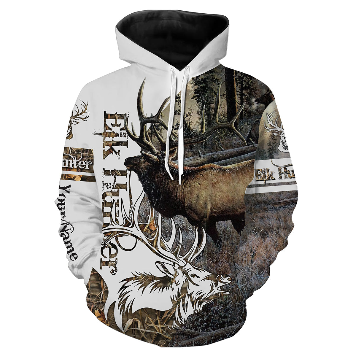 Elk Hunting Camo 3D Custom name All over print shirts - personalized hunting gift for men Hoodie