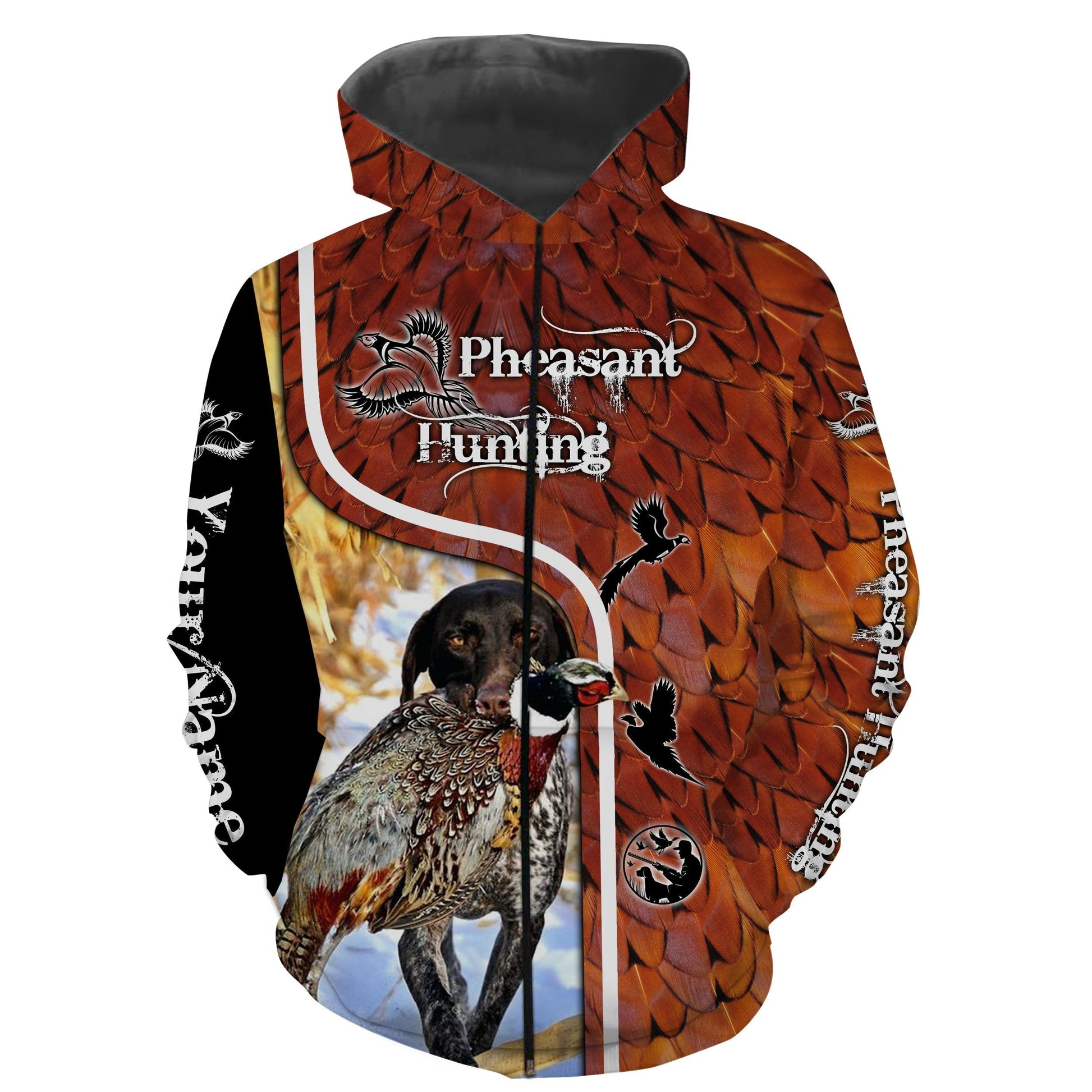 Pheasant hunting with GSP Custom Name 3D All over print Shirts Zip up hoodie