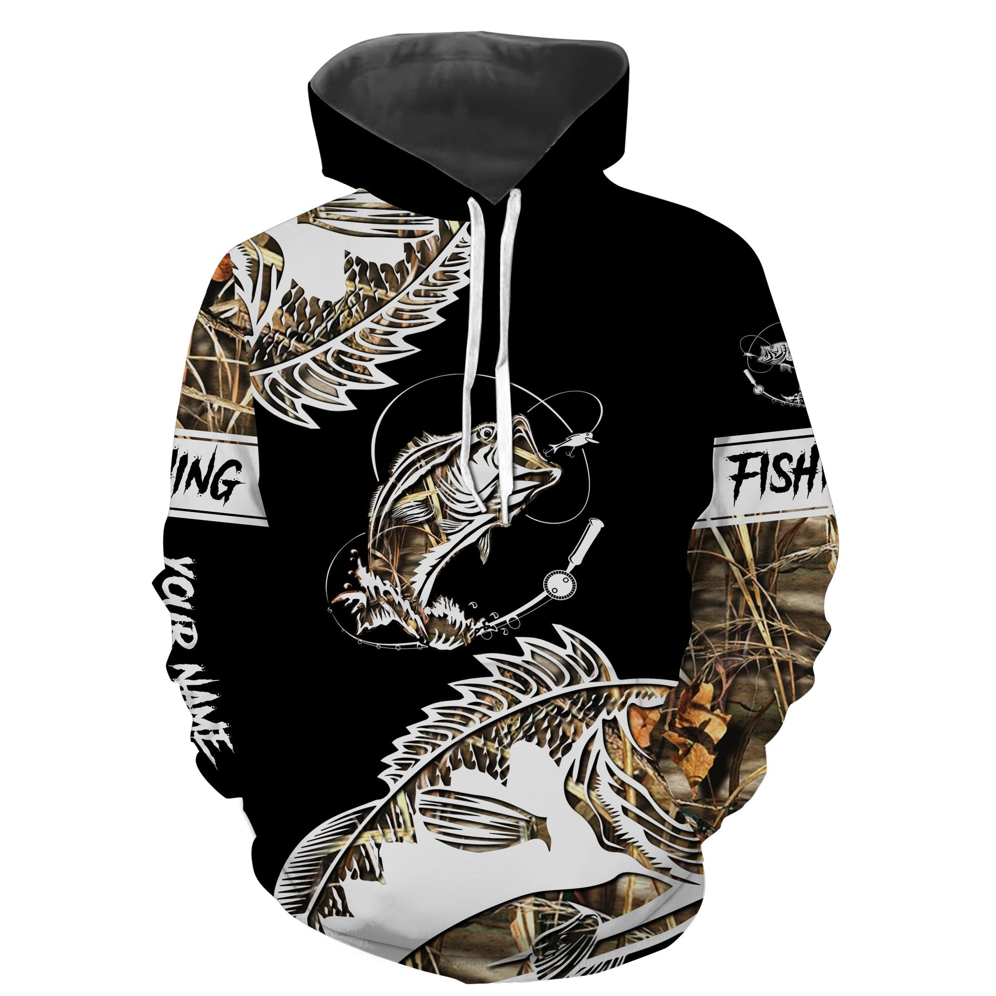 Bass fishing Men Women's fishing apparel Fishing camo tattoo Custom Name 3D All over printing Shirts Hoodie FSD1373