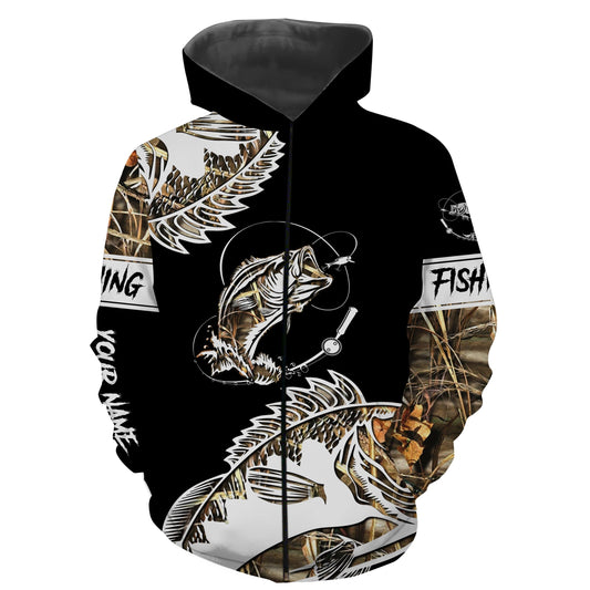 Bass fishing Men Women's fishing apparel Fishing camo tattoo Custom Name 3D All over printing Shirts Hoodie FSD1373