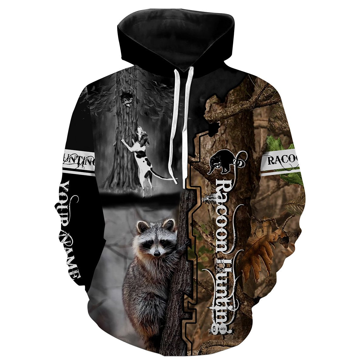 Racoon hunting Custom Name 3D All over print shirts - Personalized hunting gift for Men Hoodie