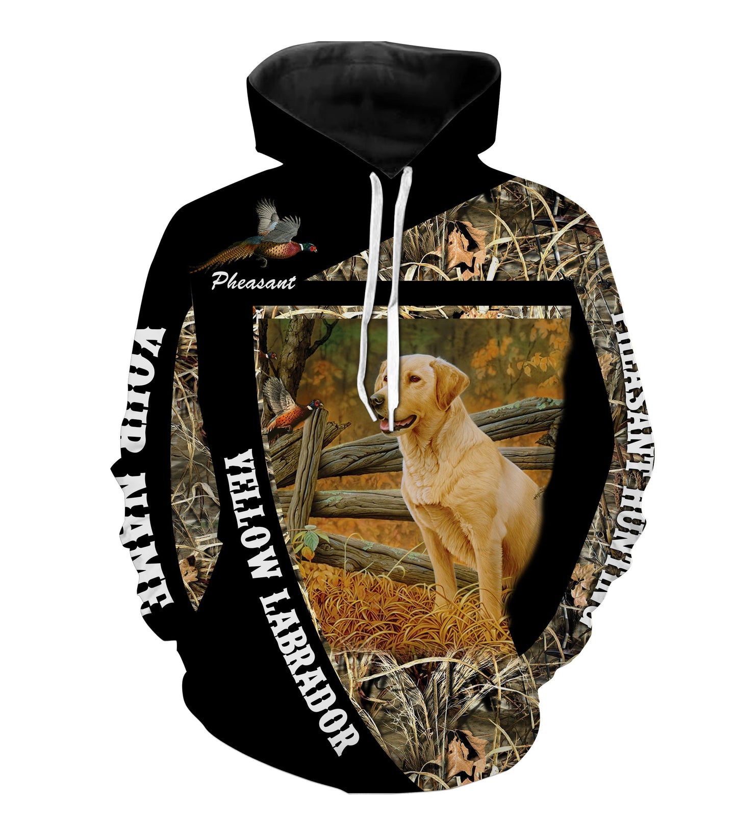 Yellow Labrador | Pheasant Hunting with Dog custom Name all over print Shirts - Upland hunting Personalized Gifts FSD2302 Hoodie