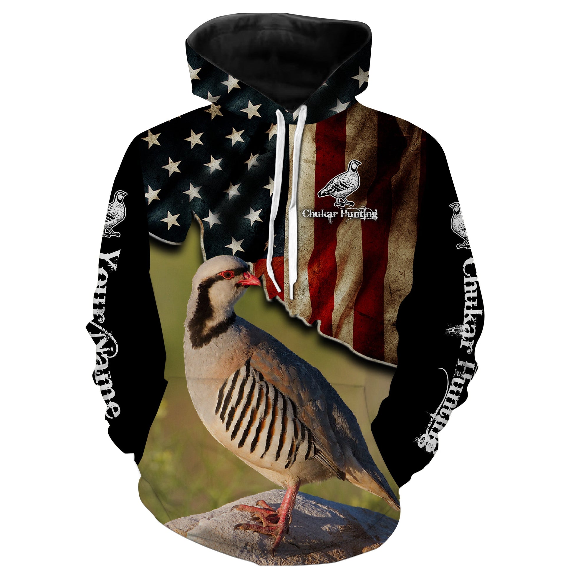 Chukar Hunting American Flag Custom Name 3D Full Printing Shirts Bird Hunting  Hoodie Hoodie