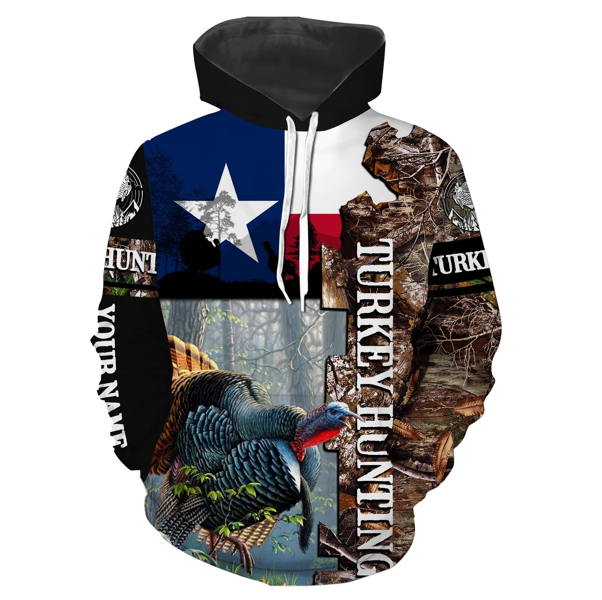 Turkey hunting Texas Flag Camo Custom Name 3D all over print shirts - personalized hunting gift FSD42